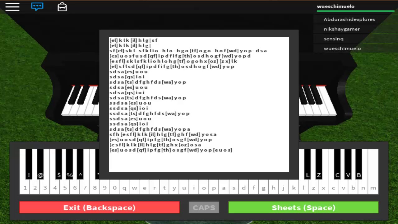 roblox music sheets piano