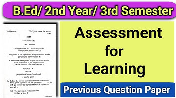 B.Ed Assessment for learning question paper| kolhan university B.ed 3rd semester previous question.