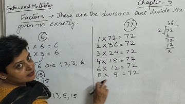 Online lecture Mathematics Class V, Chapter 5: Factors and Multiples - part 1