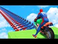 SPIDERMAN and Motorcycles with Spiderman Superheroes Obstacles Challenge - GTA 5