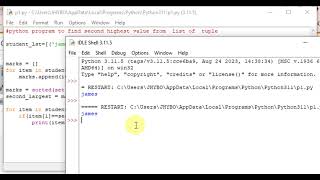python program to find second highest value from  list of  tuple