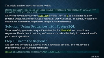 How to INSERT INTO a PostgreSQL Table Using Sequences for Unique IDs