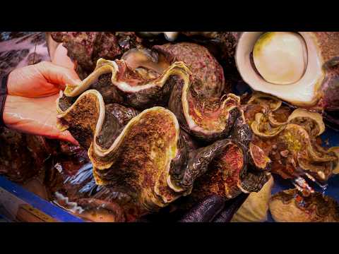 Eye-catching giant clam and giant conch sashimi dish | Asian Food