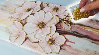 BEYOND Acrylic Pouring with 3D Flowers + Exciting Embellishments | AB Creative Tutorial screenshot 4