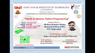 Hands on session-Python Programming (CS604PC- Machine Learning Lab)