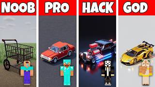 Minecraft Battle: NOOB vs PRO vs HACKER vs GOD! CAR RACING CHALLENGE in Minecraft