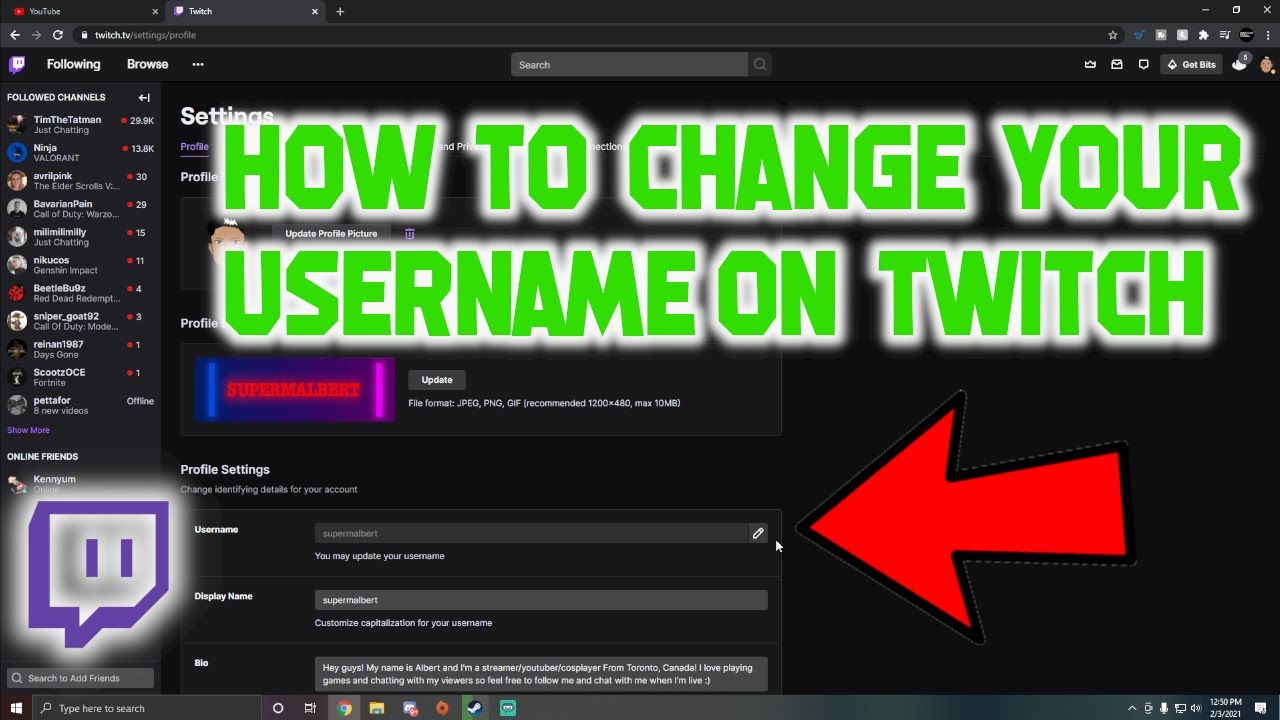 How to change your username on Twitch - YouTube