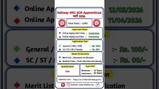 Railway New Vacancy 2026  Railway Rrc Scr Apprentices Online Form 2026 railway rrc jobs2026 
