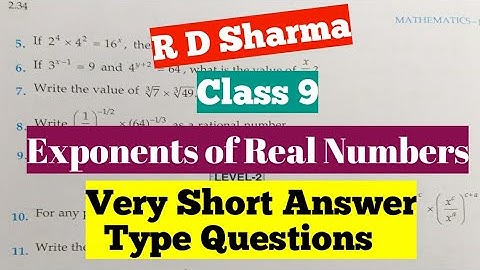 R D SHARMA Class 9 VSATQs of Chapter 2 (Exponents of Real Numbers) .