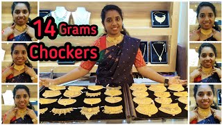 Light Weight Choker Necklace from 14 Grams Kerala, Turkey & Coimbatore Choker Designs Lowest VA
