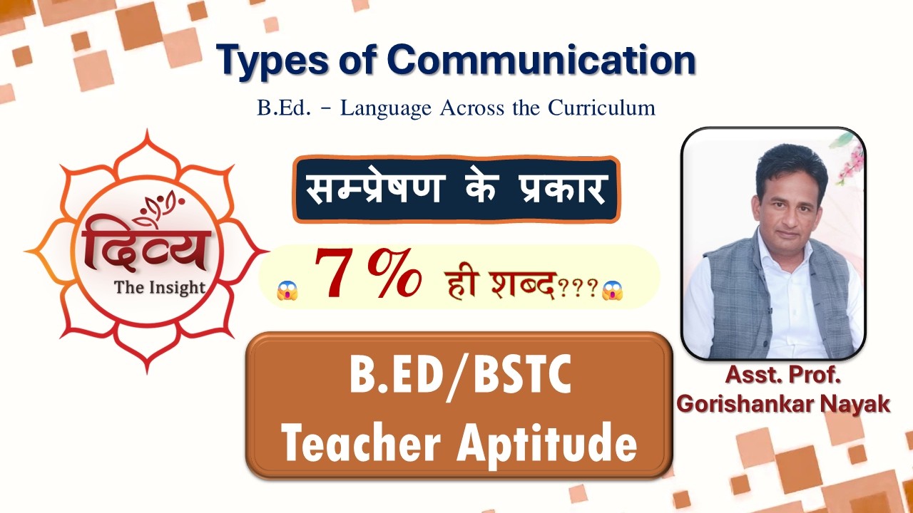 Types of Communication | सम्प्रेषण के प्रकार (Verbal & Non-Verbal) | B.Ed/BSTC | Prof. Gorishankar