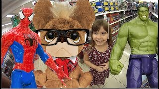 PAPAI RG NAS LOJAS AMERICANAS e FILHAS BONECOS  HOMEM ARANHA HULK ABUTRE  MARVEL TRENDY DOGS TOYS