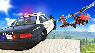 POLICE CAR HITS JUMPS TO CHASE A PLANE! - BeamNG Multiplayer Mod screenshot 4