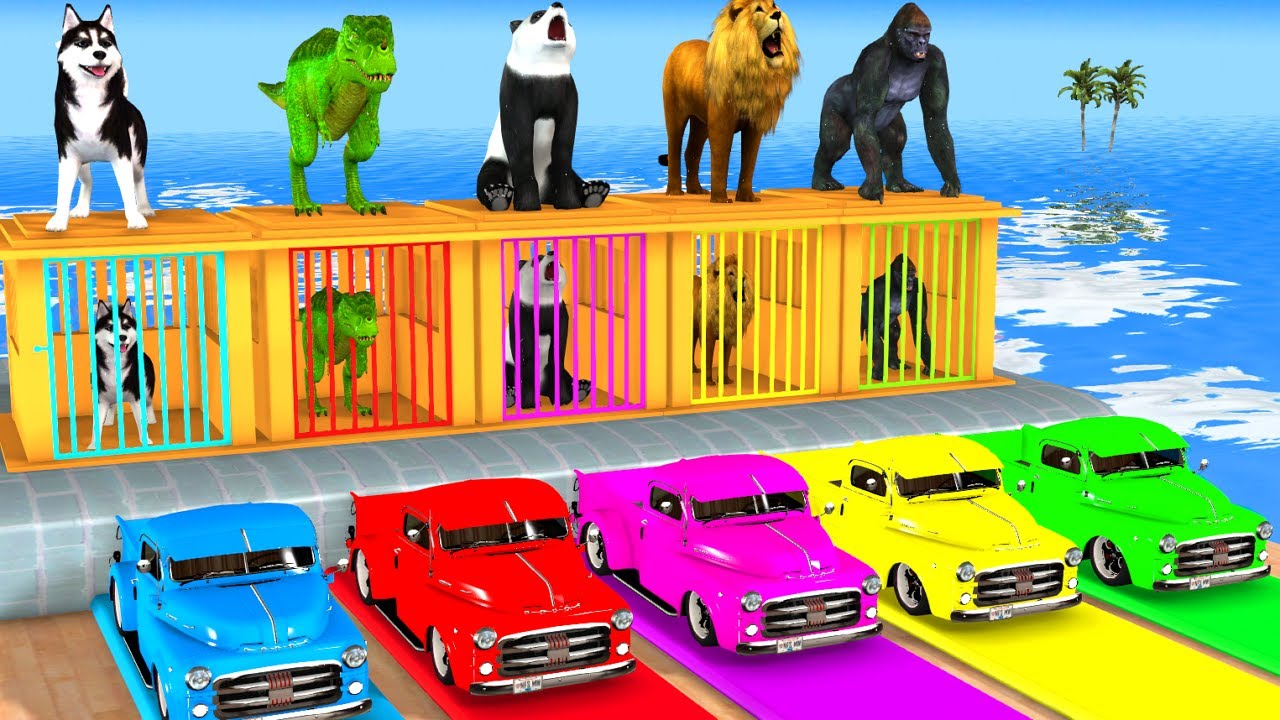Long Slide Game With Cow Elephant Gorilla Hippopotamus Tiger 3d Animal Game Funny 3d Animals