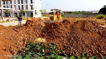 Full New Project LANDFILL DELETE TRASH POND By Driver KOMATSU D31P DOZER Pushing SOIL-Truckload SOIL