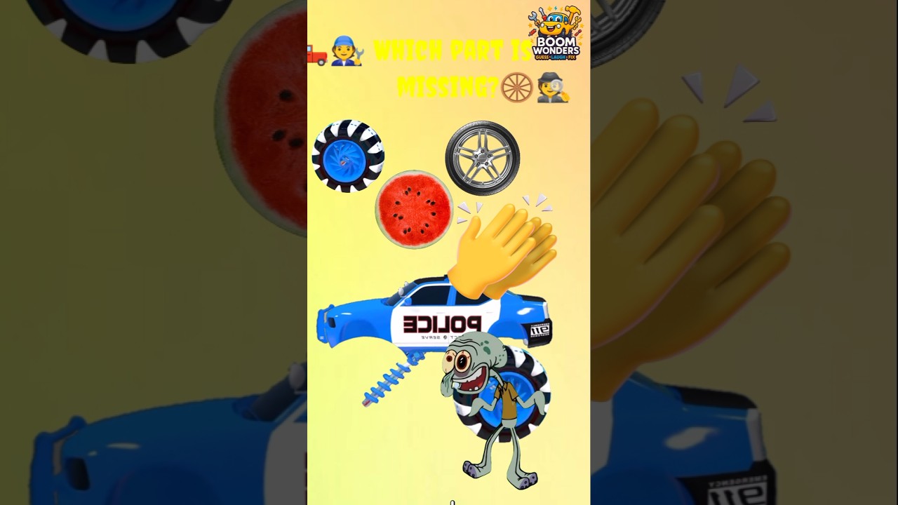 Correctly Guess the Monster Wheel Police Car! 🚓🛞 | Funny Drag & Drop Cartoon Game for Kids