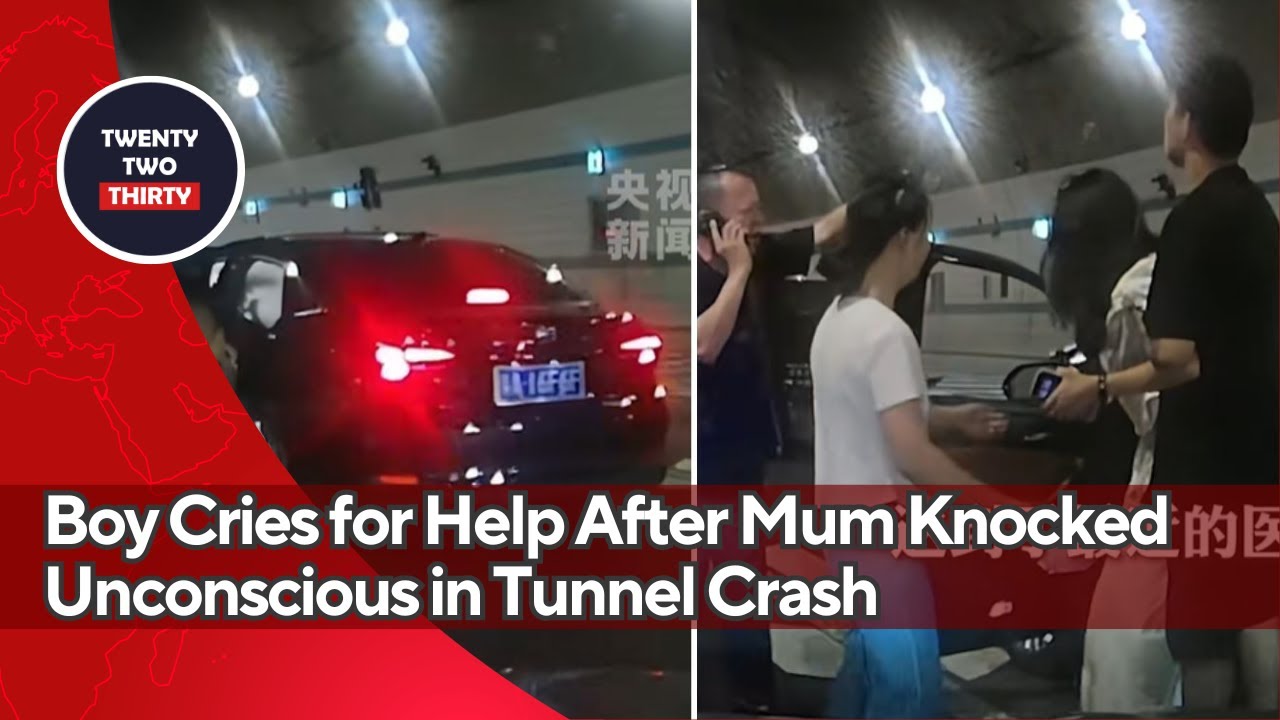 Мальчик зовёт на помощь после того, как его мать потеряла сознание в результате аварии в туннеле,...