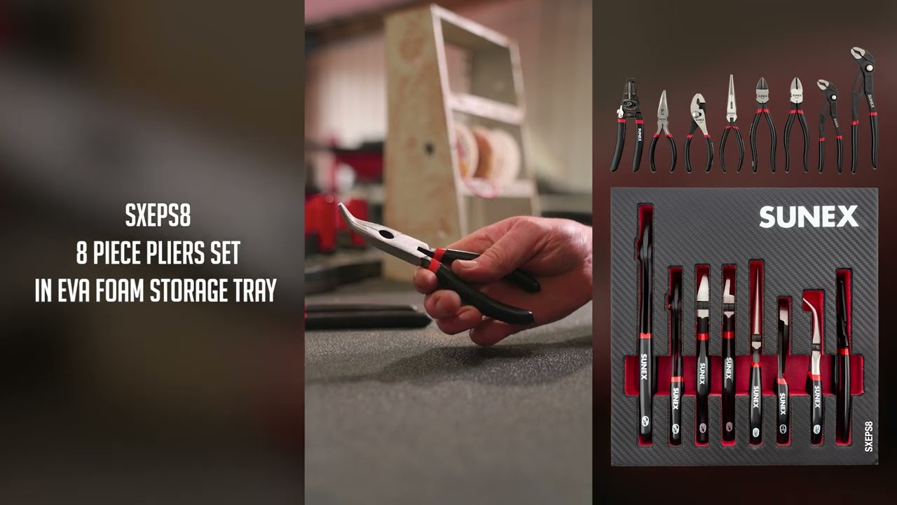Sunex Pliers Set In EVA Foam Storage Tray 8 Pieces SXEPS8 - Acme Tools