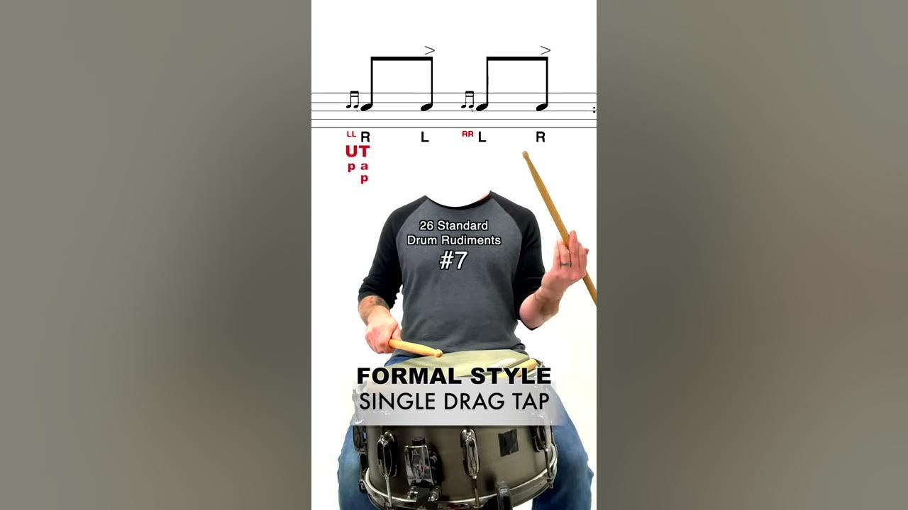 How To Play A Single Drag Tap On Drums in 25 Seconds Drum Rudiments 