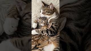 A Mother Cat Protects Every Little One In Her Loving Embrace