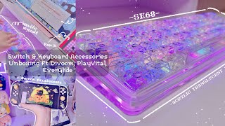 Unboxing Switch Accessories / SK68 Acrylic Translucent / Pixoo16 Ft. Divoom, EverGlide & PlayVital🎀