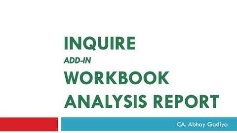 12. Workbook Analysis Report from Inquire Add-in in Excel Part 1