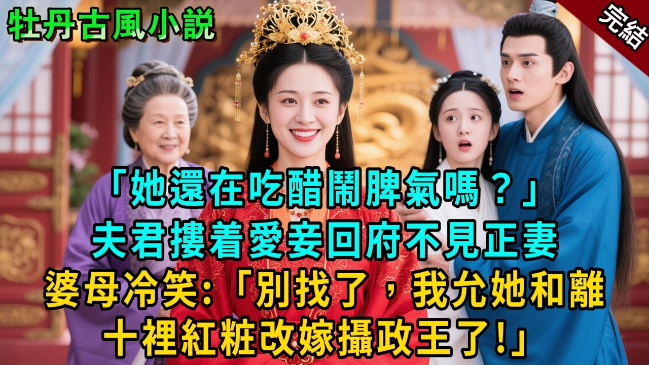 完結逆襲爽文：“就因爲我帶妾出游她還在吃醋嗎？”王爺回府不見正妻，婆母冷笑:“別找了，我已允她和離，十裡紅粧改嫁你皇叔了！”#小説 #原創 #古風 #古言 #大女主 #爽文 #反轉 #逆襲 #打臉