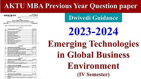 AKTU emerging technologies in global business environment previous year question paper, aktu mba