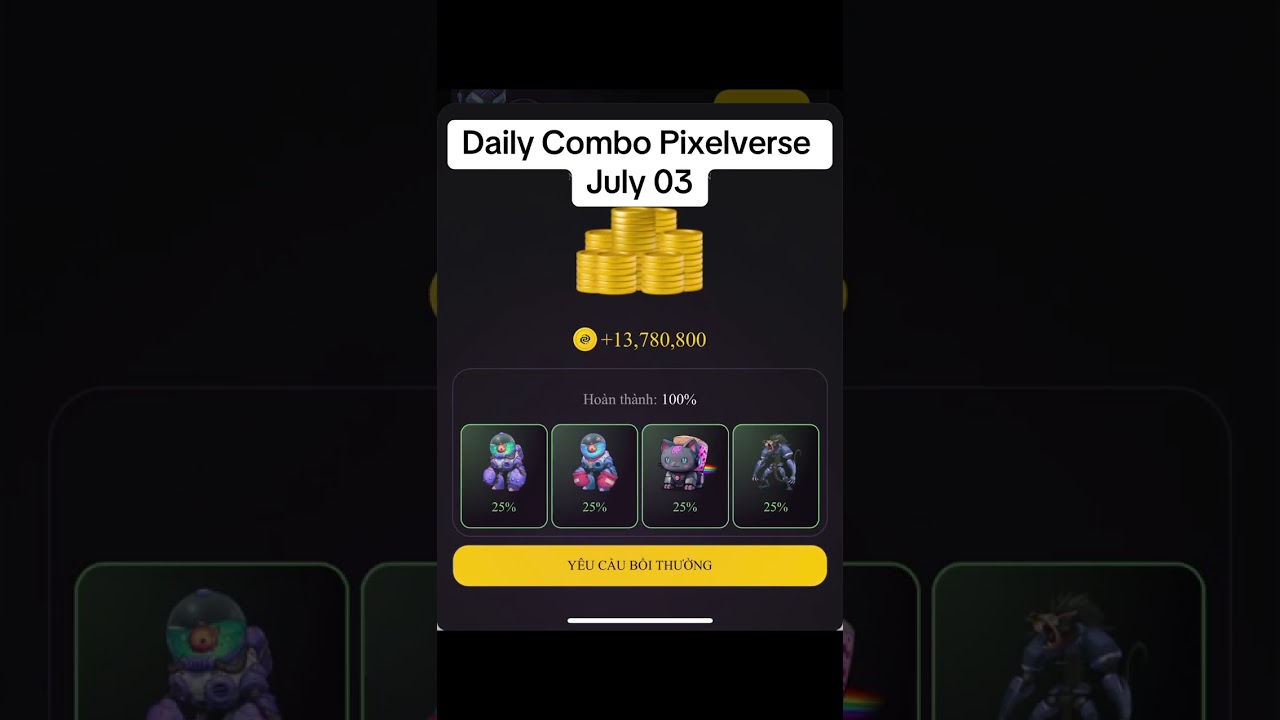 Pixelverse - Daily Combo Pixelverse July 03. Thẻ kết hợp Pixelverse ngày 03/07 mới nhất 