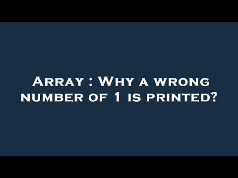 Array : Why