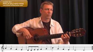 Learning Notes on Guitar: Notes on the G and D-String Lesson 12.1