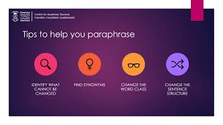 Centre for Academic Success - Paraphrasing