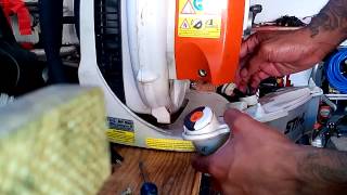 Stihl BR 550 backpack blower fuel filter change.