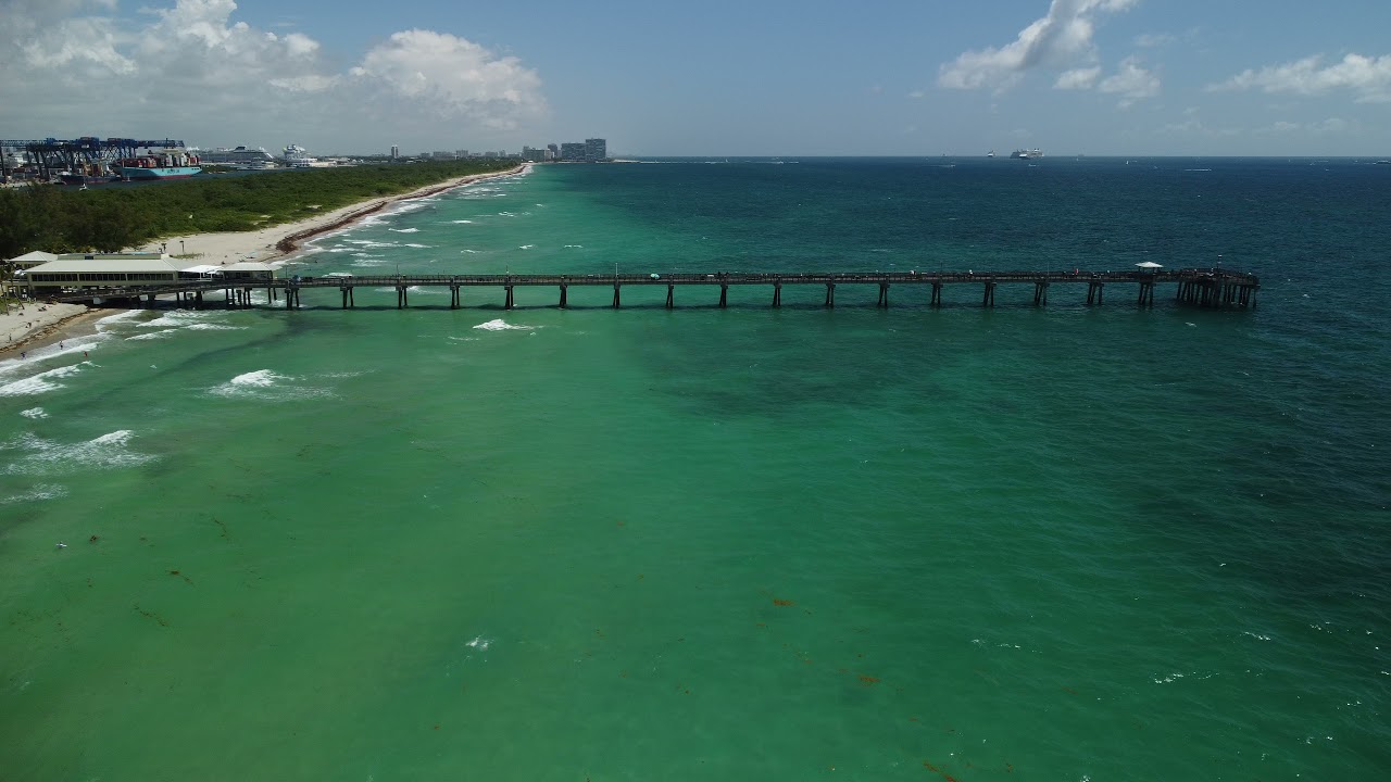 4K Drone Aerial View Approaching the Dania Beach Fishing Pier YouTube
