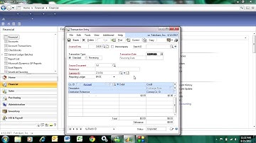 Dynamics GP General Journal Entry