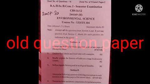 Jammu university (under graduate ist sem) environmental science old question paper