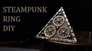 Another Steampunk Ring With Moving Parts- Silver and Brass