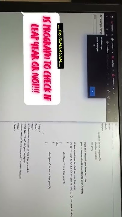 Javascript Program to Check if Leap Year or Not - YouTube