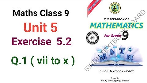 #Maths | Class 9 | Unit 5 | Exercise 5.2 Q. 1 part 2 | Sindh textbook board
