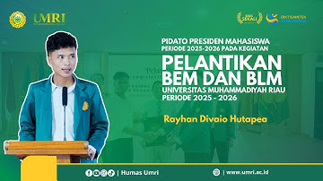 Pidato Perdana Presiden Mahasiswa Periode 2025-2026 Rayhan Divaio Hutapea Setelah dilantik