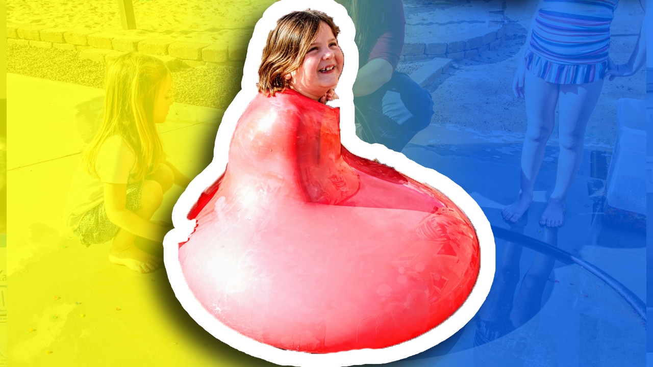 kid inside giant balloon, inside 6ft balloon, inside giant balloon, gir...