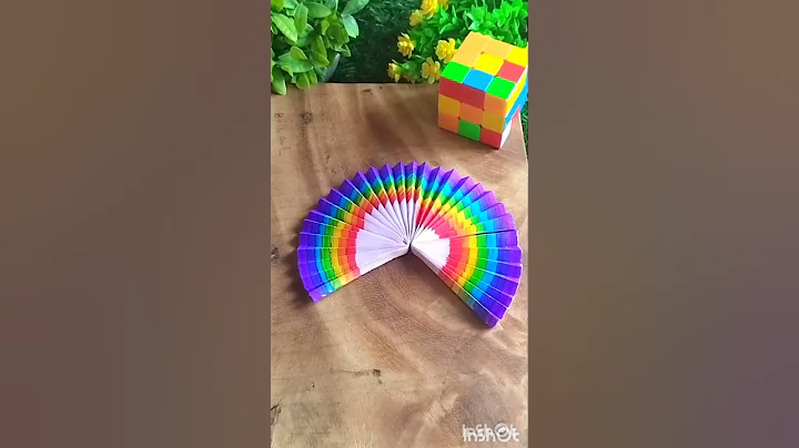 How to make  rainbow 🌈 paper fan /Easy craft /Diy paper crafts .#craft #shots