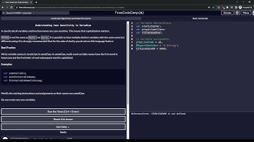 8/113 Understanding Case Sensitivity in Variables | Freecodecamp