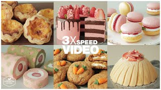 #107 3x Speed 케이크 디저트 베이킹 영상 : Cake Dessert Baking Video | 쿠키, 마카롱, Cookies, macaron | Cooking tree