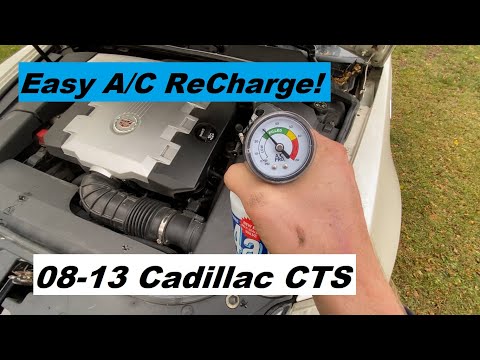 How To ReCharge AC Cadillac CTS DIY 2008 2009 2010 2011 2012 2013 08 09 10 11 12 13