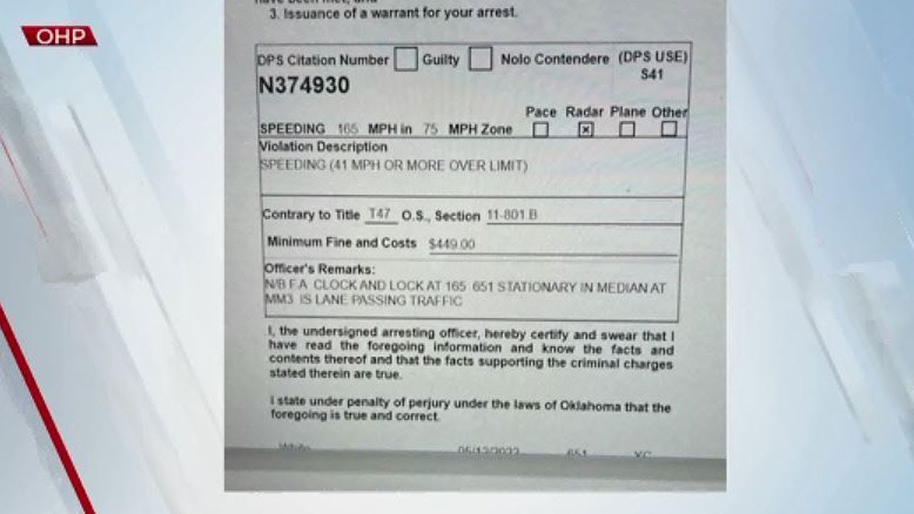 OHP Ticket Says Driver Drove 90 MPH Above Speed Limit - YouTube