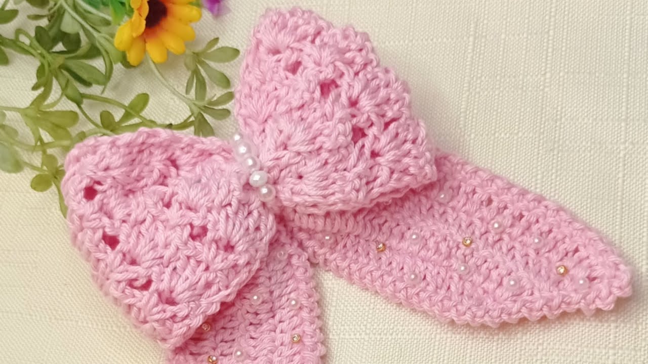 Lazo o moño tejido a crochet 🎀 #coquette #hairstyle #diy paso a paso fácil principiantes