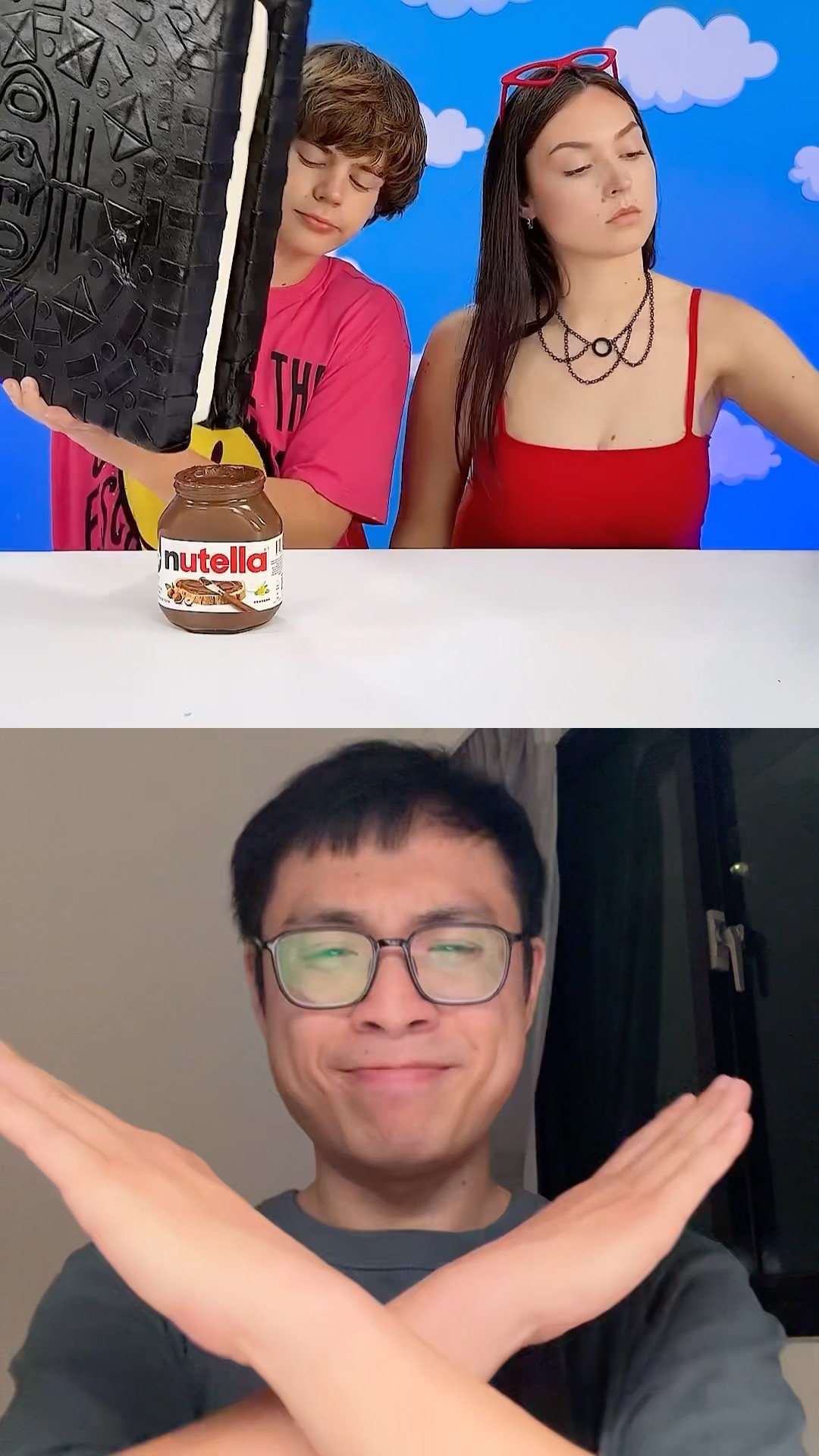 Giant square Oreo vs Nutella 😋 #funny #reaction #duet - YouTube