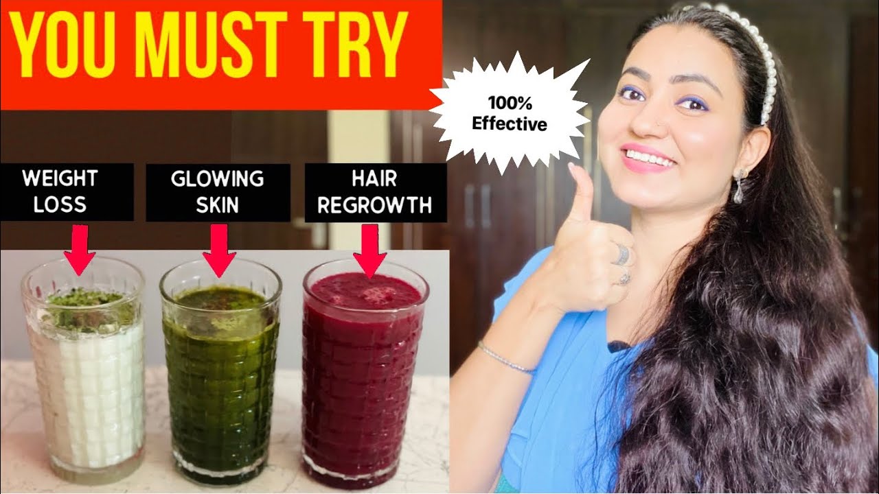3 Easy & Effective Health Drinks For Hair Regrowth, Glowing Skin & Weight Loss | My Favorites