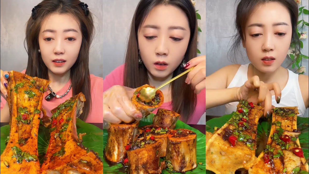 asmr mukbang spicy bone marrow - 牛骨髓 - 牛肉の骨髄 - 쇠고기 골수 - TỦY XƯƠNG BÒ - eatting show #495